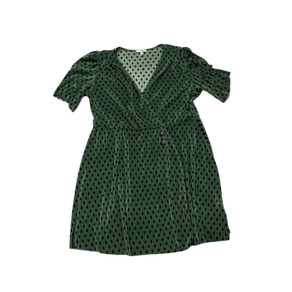 Green and Black Polk-a-Dot ASOS mid-length dress, size 18 - Picture 2 of 14